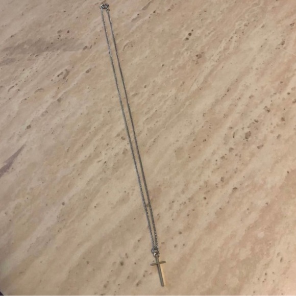 Two of Tone Silver/Gold Cross Necklace - Picture 6 of 9